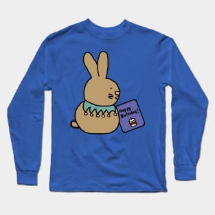 Cute Bunny Rabbit with Birthday Greetings Long Sleeve T-Shirt